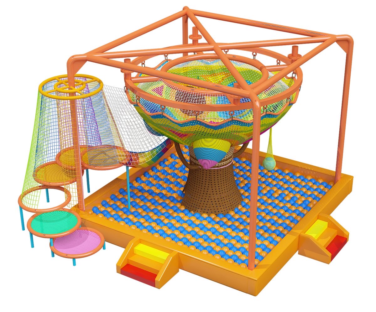 Colorful Rope Climbing Net Playground Interactive Soft Play Tree Design for Kids