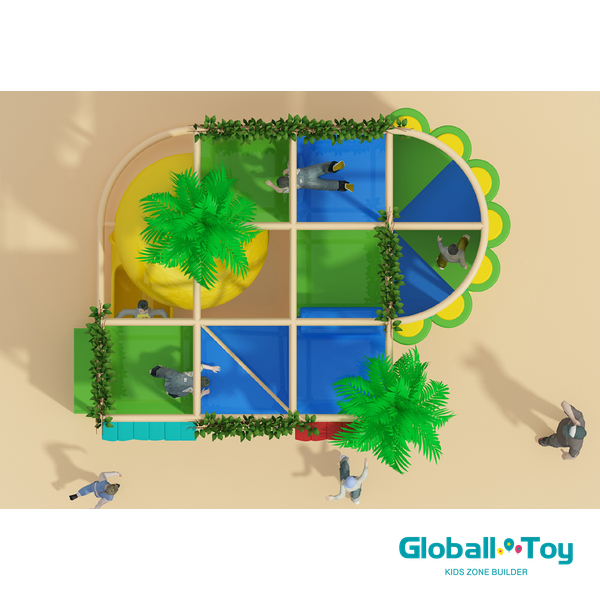 jungle-indoor-playground-top-view-soft-play-supplier dostawca-plac zabaw dla dzieci z widokiem z góry na plac zabaw w dżungli