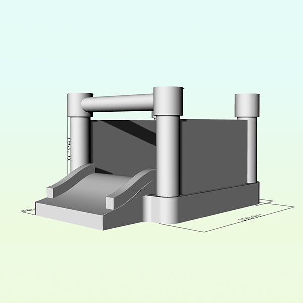 3D Drawing White Inflatable Castle Design for Children Playgrounds Designers 3D Drawing White Inflatable Castle Design for Children Playgrounds Designers