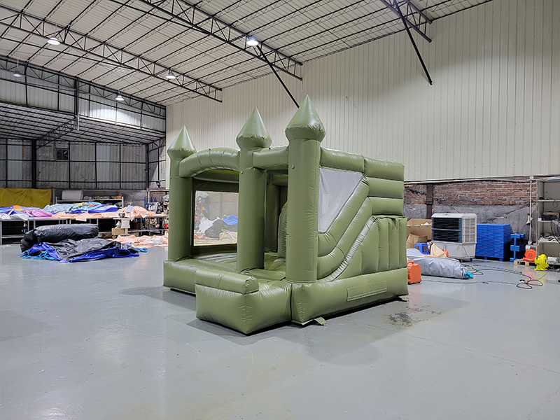olive-green-bouncy-castle-with-side-slide-front-angle olive-green-bouncy-castle-with-side-slide-front-angle