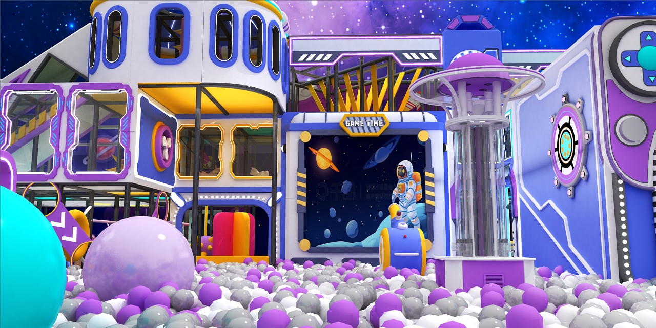 attrezzature per parchi giochi al coperto a tema spaziale per centri di intrattenimento per famiglie e aree giochi commerciali