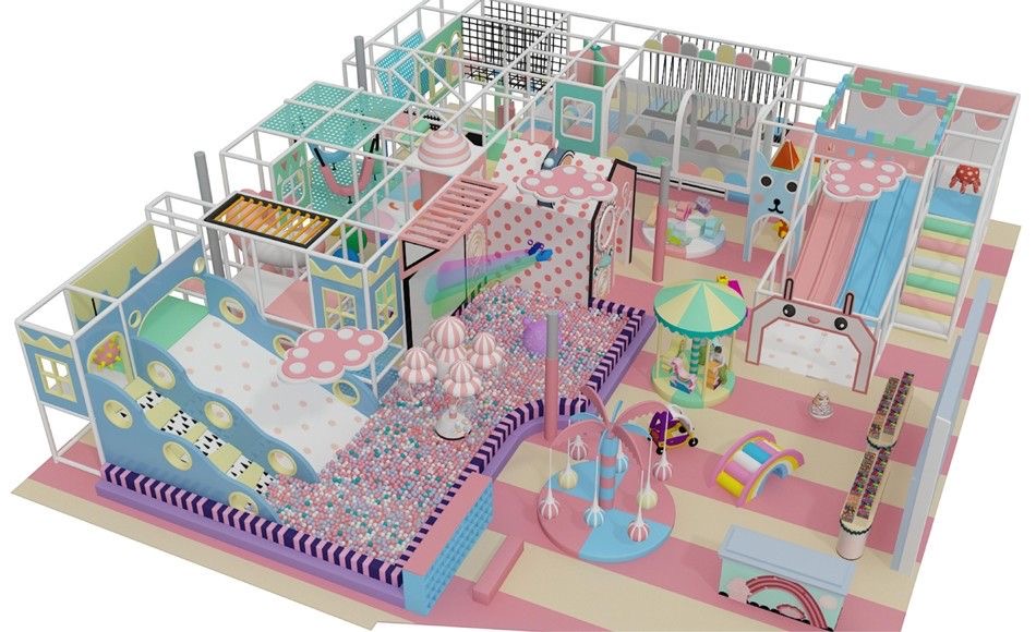 Candy Theme Indoor Playground Design with Slides, Ball Pit and Soft Play Equipment for Kids