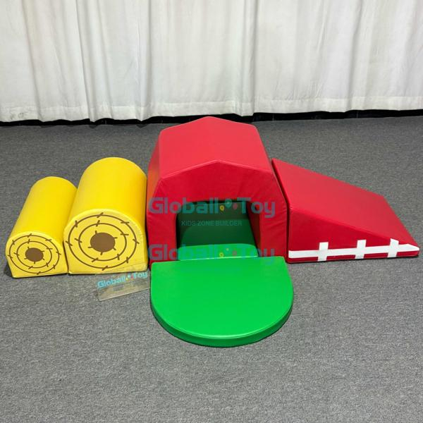Indoor soft play equipment with climbing ramp