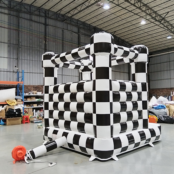 Inflatable black white bouncer castle for backyard birthday rental