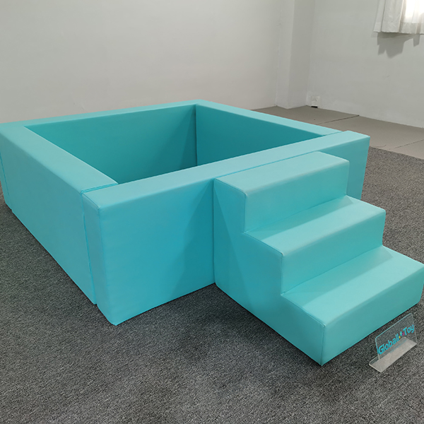 blue soft play ball pit with stairs for kids events