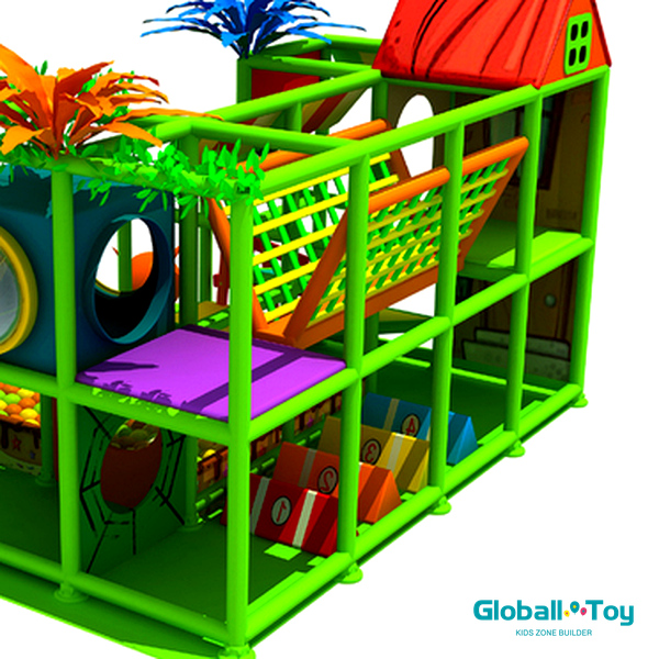 mini kids indoor playground with ball pit slide commercial setup