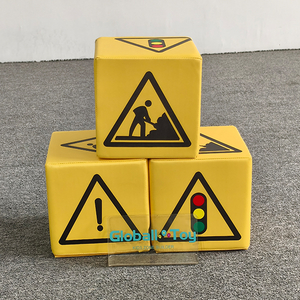 Soft play blocks featuring traffic signs and alerts