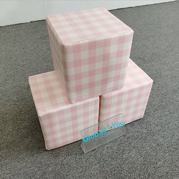 Pink-checked-soft-play-cube-for-playroom