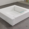 White foam padded square ball pit with seats