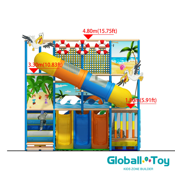 commercial indoor play system with tunnel slide and climbing frames