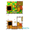 two level indoor playground layout with ball pit climbing and foam playhouse