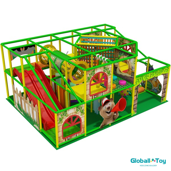 commercial indoor play structure with tunnels, rollers and punch bags for kids