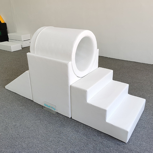 white soft play tunnel and step set for kids