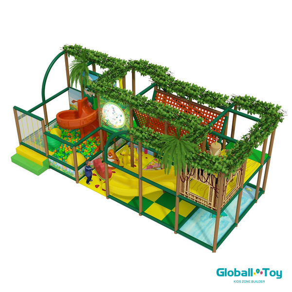 daycare jungle soft play obstacle course with climbing log bridge and foam blocks