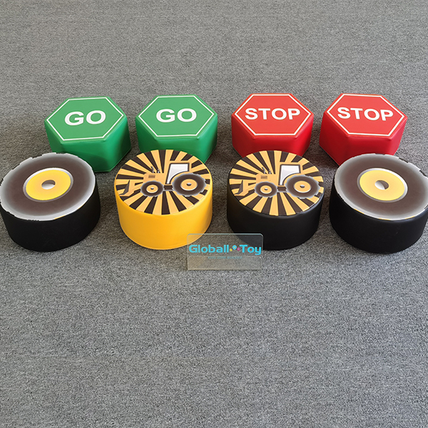 GO and STOP themed soft play cushions and blocks