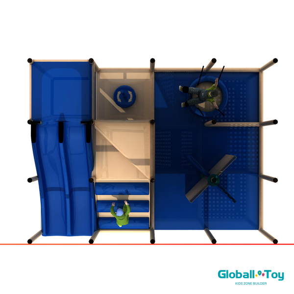 Venta al por mayor sistema de juego interior para niños con tobogán de doble carril.
