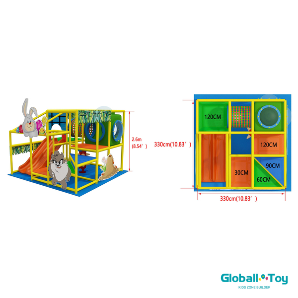 compact indoor play structure for kids with climbing soft play modules