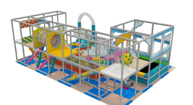 custom indoor playground with 8.42m x 5.97m floor plan ball pit slide quotation vendor
