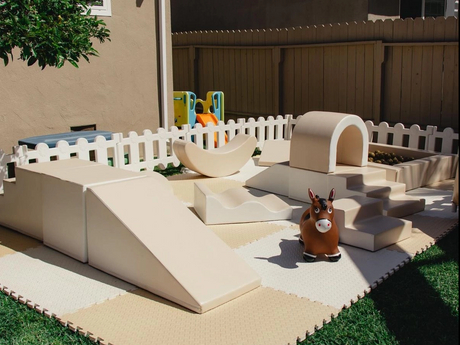 Beige Soft Play Set with Slide and Climbing Blocks for Outdoor and Backyard Kids Playground_1199_899.jpg