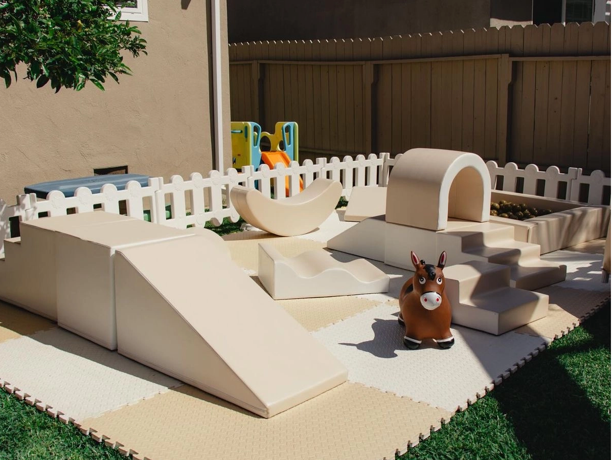 Beige Soft Play Set for Toddlers | Outdoor Foam Playground Equipment for Backyard And Daycare