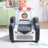 Sillón-blando-para-niños con temática policial en blanco y negro