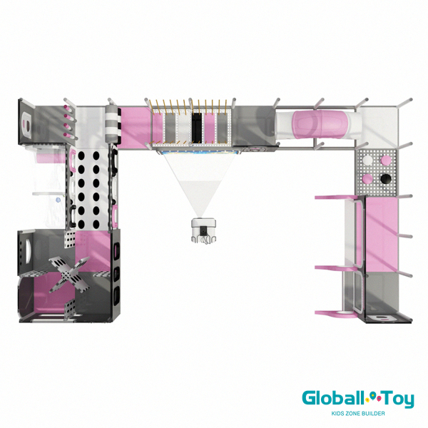 u shaped indoor playground interactive game wall fec solution