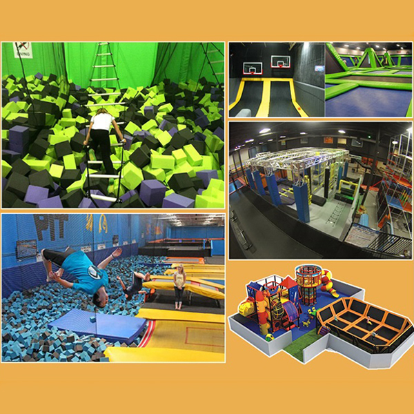 indoor trampoline park with foam pit basketball dunk zone and ninja obstacle course commercial trampoline park equipment for entertainment centers and gyms