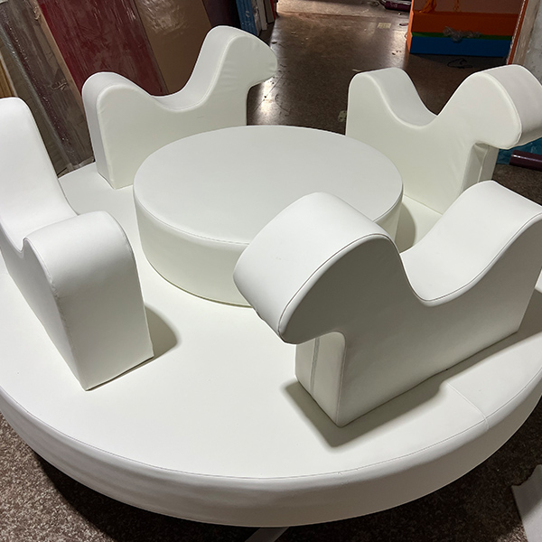 Round White Horse Soft Play Toy for Kids Commercial Indoor Use