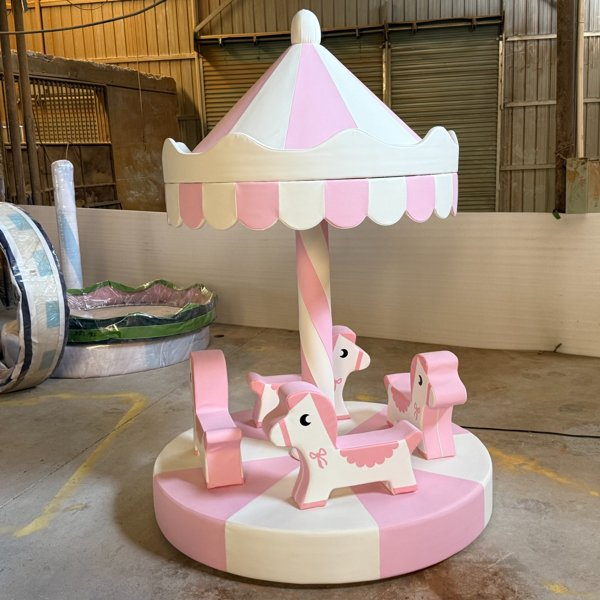Pink soft play carousel for toddlers indoor amusement