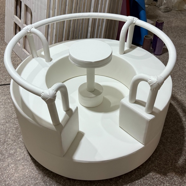 Rotating foam seat for party equipment suppliers