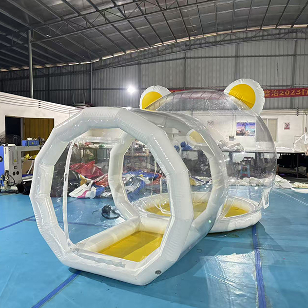 Inflatable bubble house with bear ear design for kids soft play