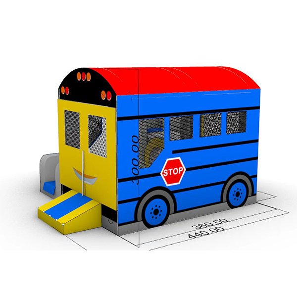 Dibujo 3D Combo de gorila de autobús amarillo azul inflable para fabricante de alquiler de fiestas