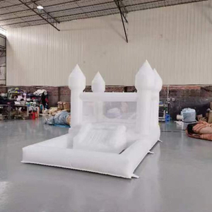 Bounce house with front slide white castle inflatable playground