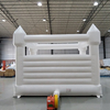 White jumping house with mesh roof for backyard activities