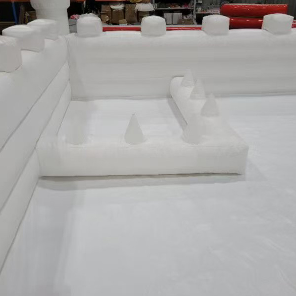 White Inflatable Castle Playground With Spiked Seating For Toddler Use