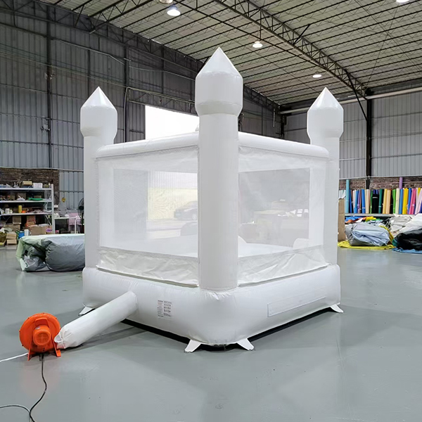 White Bouncer House With Slide For Backyard Birthday Event