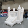 Small white inflatable bouncer with net walls for backyard use