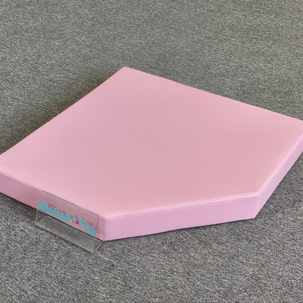 Pink pentagon soft mat for toddler rental setup