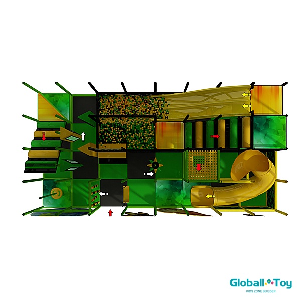 custom soft play space playground with climbing frames and foam obstacles