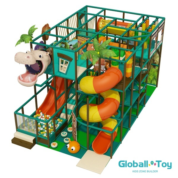 jungle theme indoor playground with spiral slide commercial use