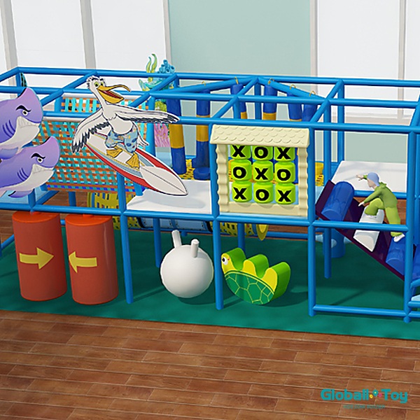 نظام لعب داخلي للأطفال مع زخرفة حورية البحر وشريحة حلزونية