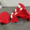 Red inflatable climbing tunnel before inflation