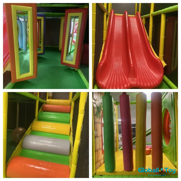 custom two level indoor play structure manufacturer with net tunnel bridge