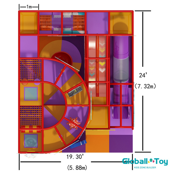commercial aviation indoor play structure with dual slides and tunnels for kids