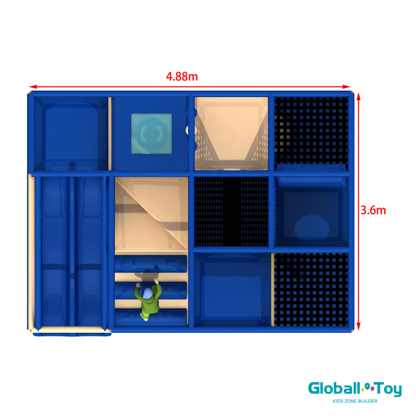 Guardería infantil con área de juegos interior con escalones de espuma y piso de seguridad