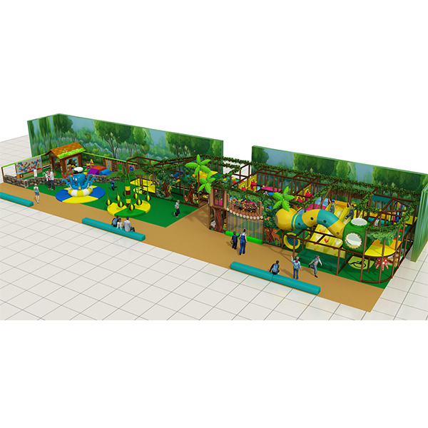 Jungle Theme Indoor Playground with Tube Slides and Treehouse Adventure ...
