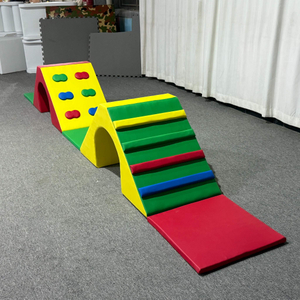 Multicolor Soft Play Bridge Climbing Set with Textured Steps for Toddlers Indoor Playground Educational Play Equipment