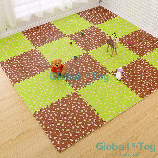 Alfombra-de-juego-suave-con-patrón-de-flores-baldosas-verdes-y-marrones