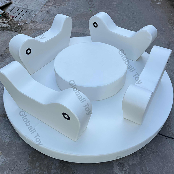 White soft play merry go round for indoor toddler playgrounds