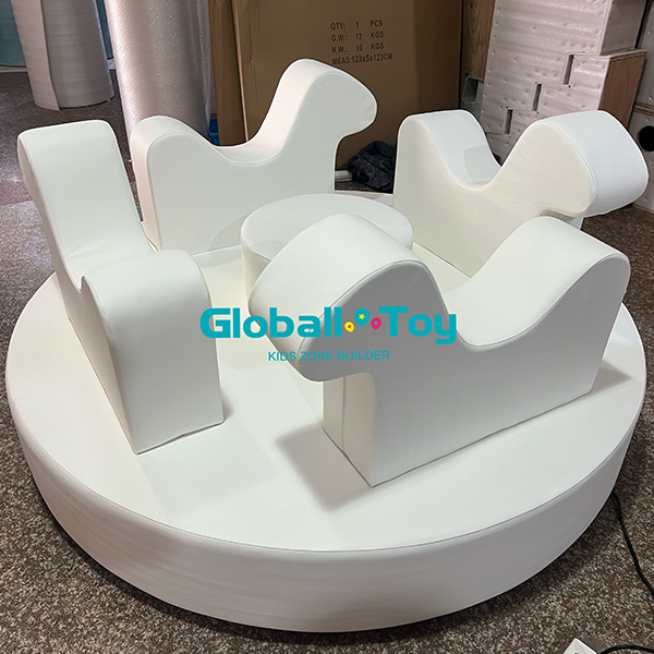 White Soft Play Carousel for Toddlers Indoor Playground Equipment